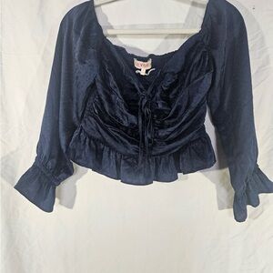 Leyden Navy Ruched Blouse